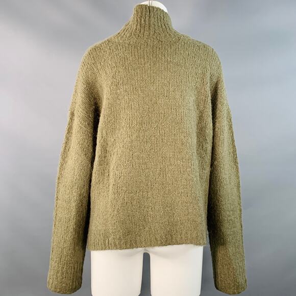 RAQUEL ALLEGRA Size 2 Green White Yellow Alpaca Blend Knit Eye Chain Sweater - Picture 4 of 7